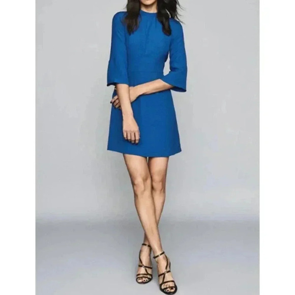 Reiss 3/4 Sleeve Cora Shift Dress - Blue - Picture 1 of 8